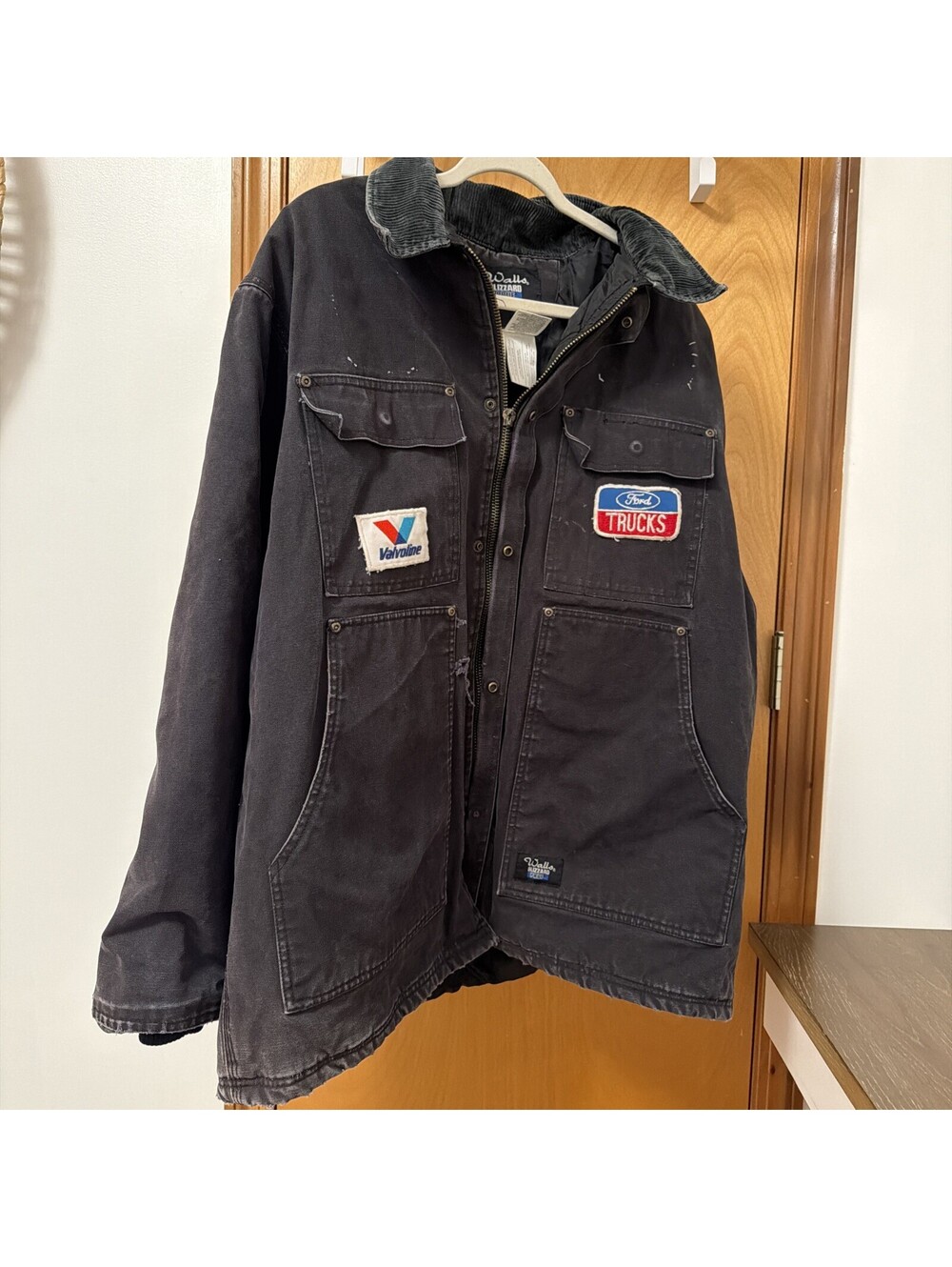 Vintage Walls Blizzard Pruf Black Canvas Barn Chore Jacket Coat Grunge XL Reg